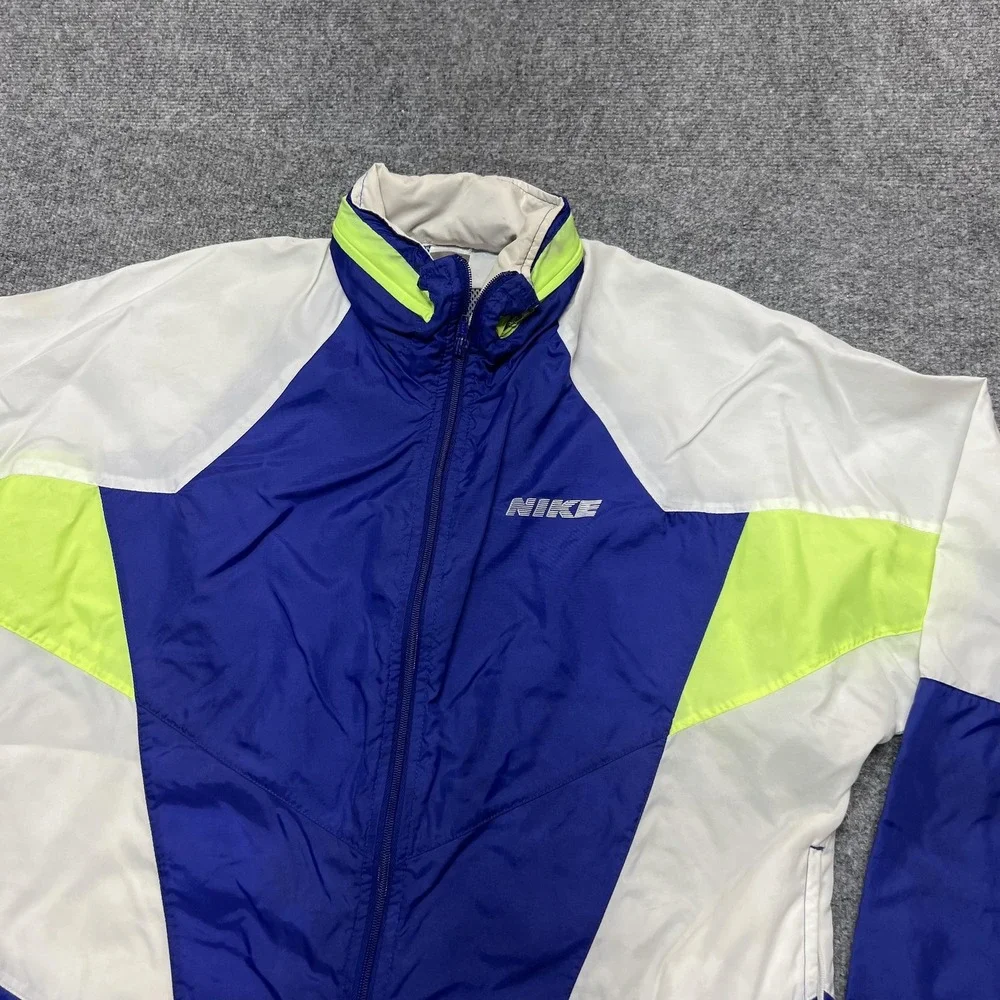 Vintage Nike Jacket Mens Small Blue White Windbreaker Full Zip Colorblock 90s